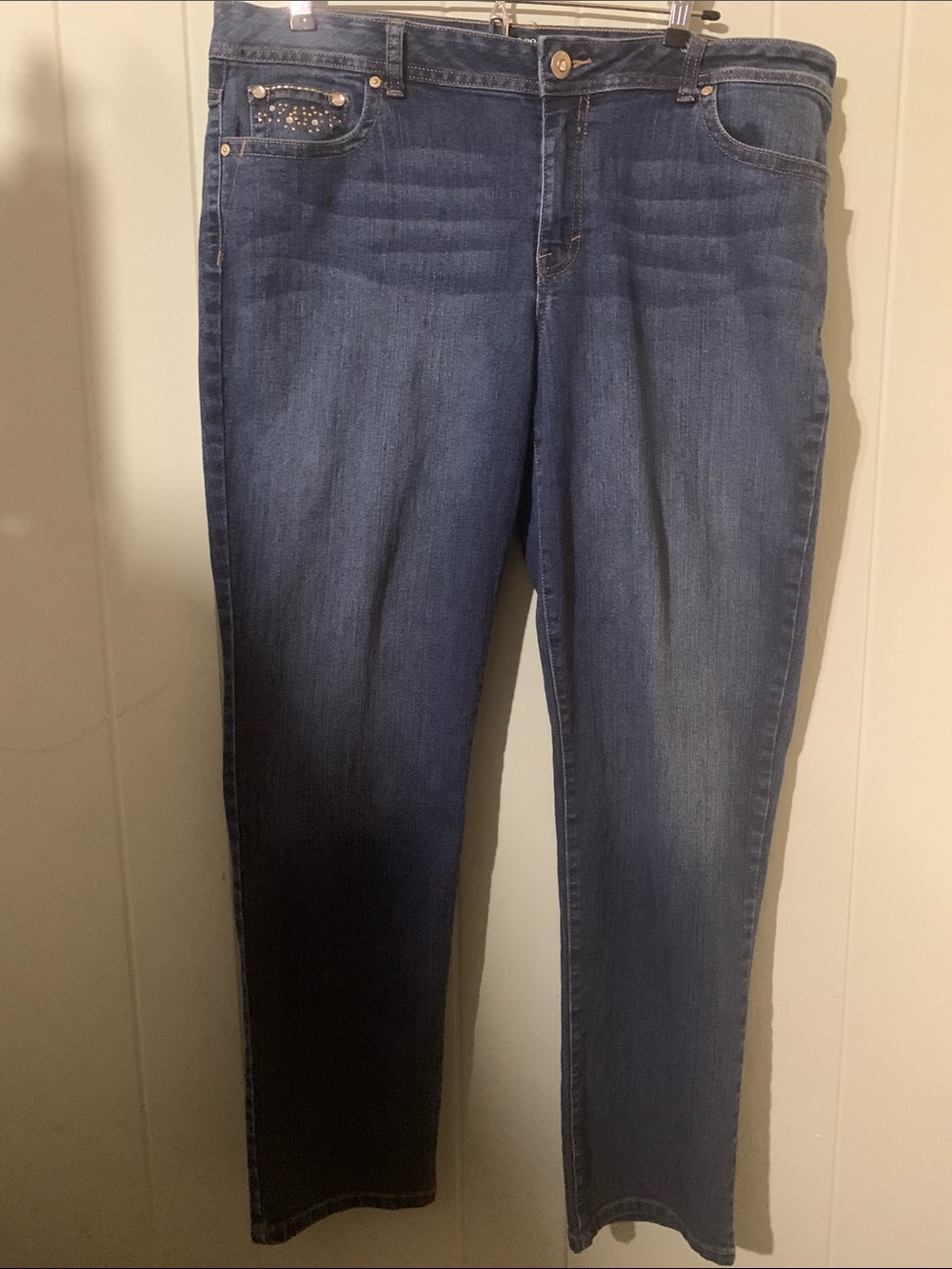 Style & Co. Straight Leg Dark Blue Jeans with Studded Coin Pocket